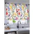 thumbnail image 5 of Sheer Curtains 54 Inch Length 2 Panels Set for Kitchen, Spring Flower Semi Sheer Curtains for Windows, Abstract Gradient Blue Purple Red Green Voile Window Treatments Rod Pocket Curtain, 5 of 7