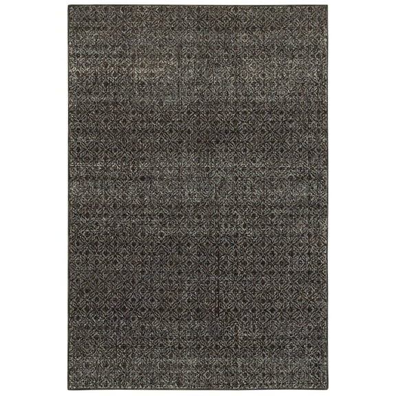 Oriental Weavers Atlas Area Rug 8048Q Black Monochrome Single-Color 6' 7" x 9' 6" Rectangle