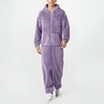 thumbnail image 2 of Men's Jumpsuit Casual Pajamas Soft Warm Hooded Suit Zipper Design Long Sleeve Sleepwear Winter Leisure Outfit, 2 of 5