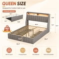 thumbnail image 5 of SESSLIFE Queen Bed Frame with Storage, Upholstered Platform Storage Bed with 4 Drawers & Headboard Storage Shelves, RGB LED Lights, Easy Assembly, No Box Spring Needed, Gray, 5 of 9