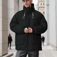 thumbnail image 6 of Mens Fall And Winter Collar Solid Color Cotton Jacket Jacket Casual Loose Zipper Double Pockets Long Sleeved Hoodless Cotton Jacket Coat, 6 of 8