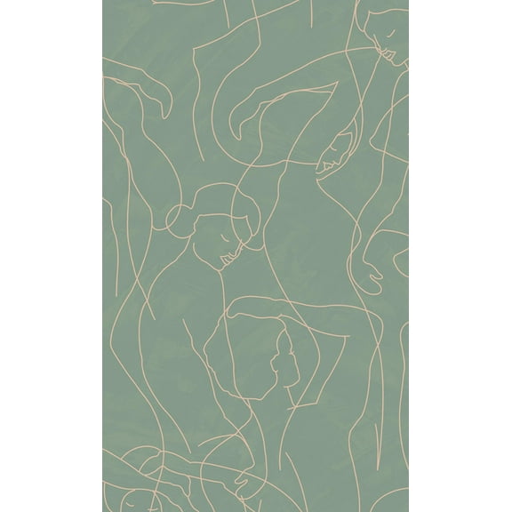 Sea Green Abstract Model Lines Non-Woven Wallpaper, Double Roll, 57 sqft