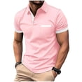 thumbnail image 3 of BVOFAR Short Sleeve Golf Shirts for Men Big and Tall Moisture Wicking Polos Shirt with Pockets Business Casual Collared T-Shirt Pink S, 3 of 6