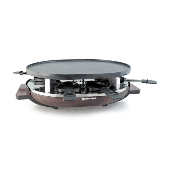 Swissmar Raclette Ovale Matterhorn pour Fête, 8 Personnes, Plats Antiadhésifs, Spatule Résistante à la Chaleur