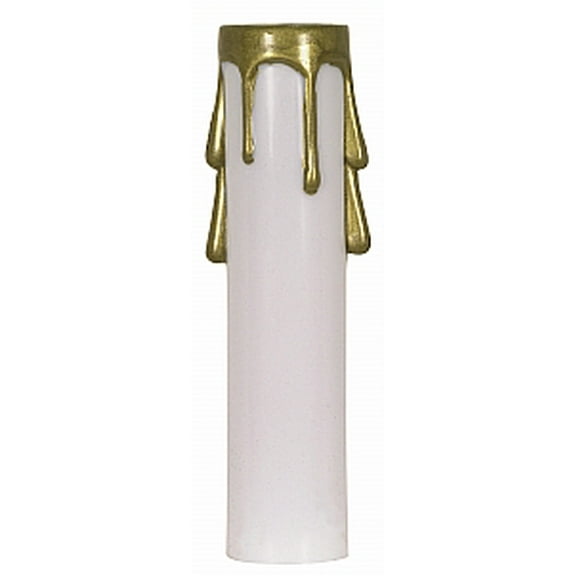 Satco Plastic Drip Candle Cover 1-3/16in Inside Diameter 7/8in Outside Diameter White Plastic with Gold Drip 4in