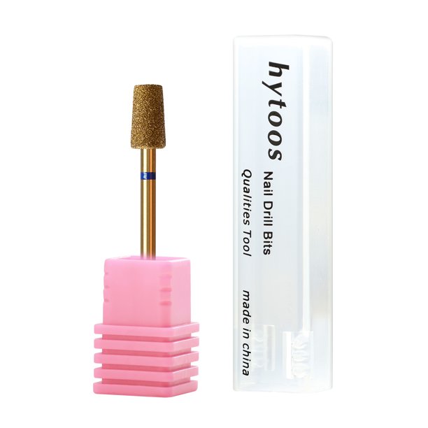 HYTOOS Broca para uñas de limpieza de cutículas de barril cónico grande de 5 mm, brocas para uñas de diamante ruso de titanio, herramienta de accesorios para limpiador de uñas