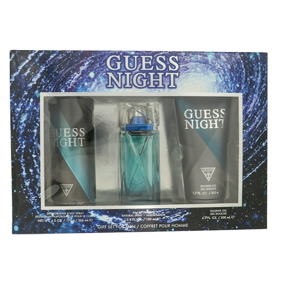 GUESS NIGHT by Guess 3 PIECE GIFT SET - 3.4 OZ EAU DE TOILETTE SPRAY NEW Box for
