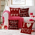 thumbnail image 4 of Happy Valentines Day Pillow Covers 18x18 Set of 4 Wedding Anniversary Throw Pillow Covers Red Love Heart Kisses Hugs Be Mine Cushion Covers Pillow Cases for Outdoor Couch Sofa Decoration(18 Inch), 4 of 5