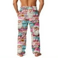 thumbnail image 4 of WTOBBY Mens Christmas Flannel Sleep Pants with Festive Print Pockets, Soft Fleece-Lined Lounge Pants for Holiday, Cozy Winter PJ Bottoms for Men,Blue 3XL, 4 of 6