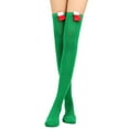 thumbnail image 2 of JGTDBPO Knee High Stockings For Women Solid Color Christmas Bow Plush Ball Warm Socks Clown Queuing Warm Stockings Extra Long Knee Length Tight Knit Socks Girls Holiday Outfits, 2 of 5