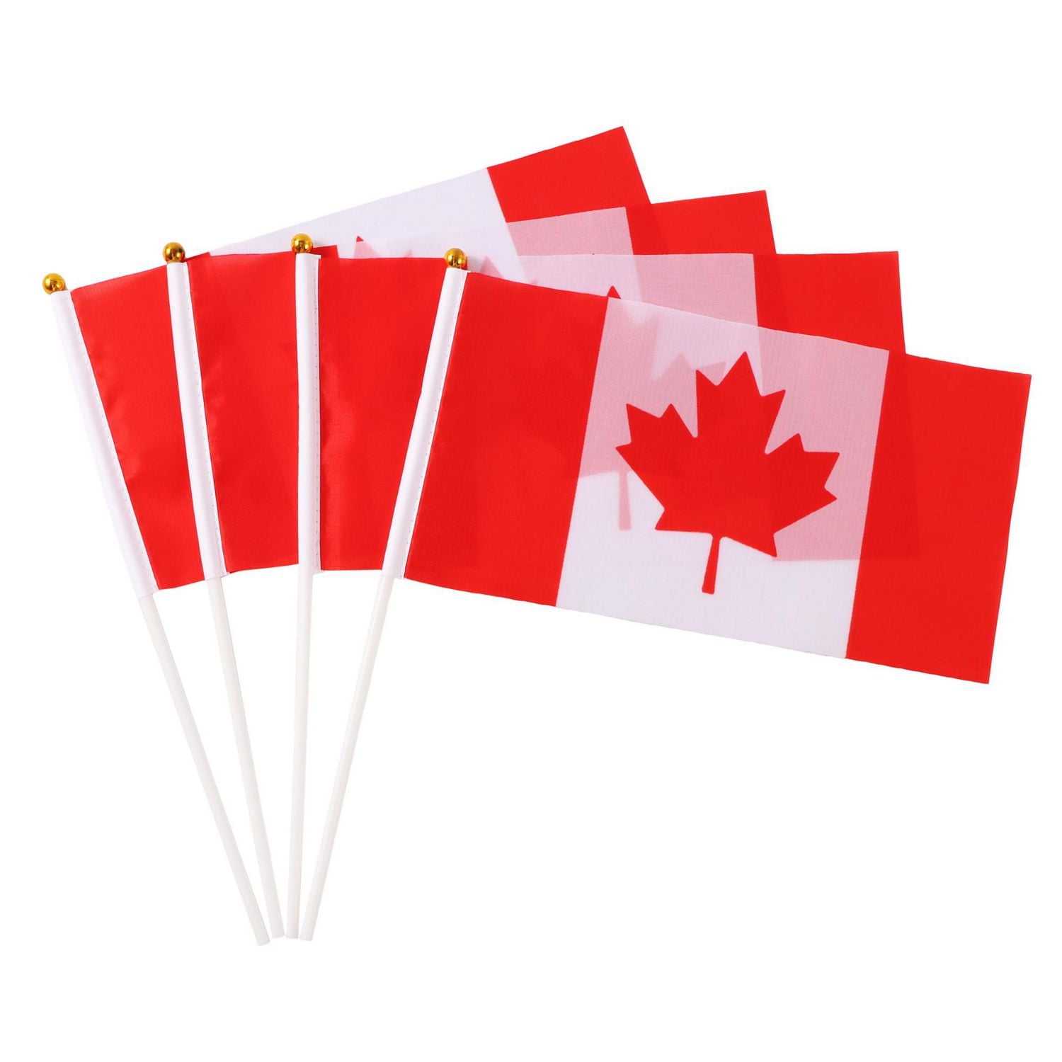 Way to Celebrate 4 Pack Handheld Canada Canadian Stick Flags, Flag Size: 5.3" x 9.7", 4 Flags per Package