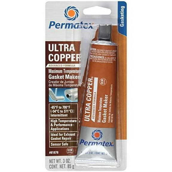 Permatex 81878 Ultra Copper Maximum Temperature RTV Silicone Gasket Maker, 3 oz. Tube