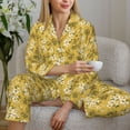 thumbnail image 6 of Pofeuu Flower Print Womens Pajamas Set Long Sleeve Sleepwear Button Down Nightwear Soft Pj Lounge Sets Button Down Pajamas Women-XX-Large, 6 of 7