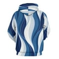 thumbnail image 3 of Dark Blue Wavy Abstract Lines Men's Women Vintage 3D Hooded Sweatshirt - All-Season Loose Fit Streetwear, 3 of 6