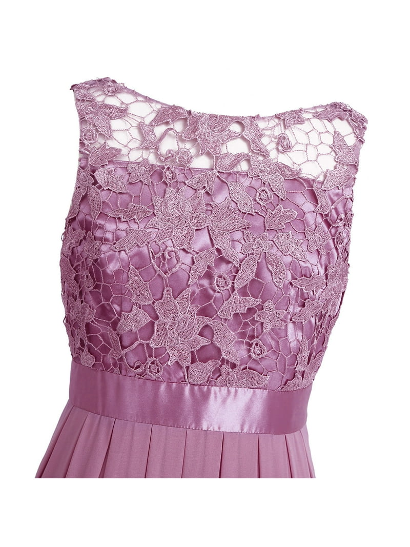 DPOIS Women's Floral Lace Appliques Wedding Bridesmaid Dress Evening Party Gown  Plum 4 - Walmart.com