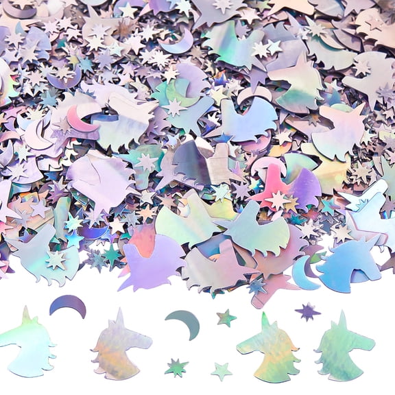 60~70G Star Moon Glitter Unicorn Confetti Silver Plastic Iridescent Metallic Foil Tables Paper Sequin Scatter Art Laser Glitters