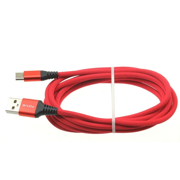 Type-C Red 10ft USB-C Cable for Motorola Moto G Pure/Power (2022)/5G Phones- Charger Cord Power Wire Long R5A