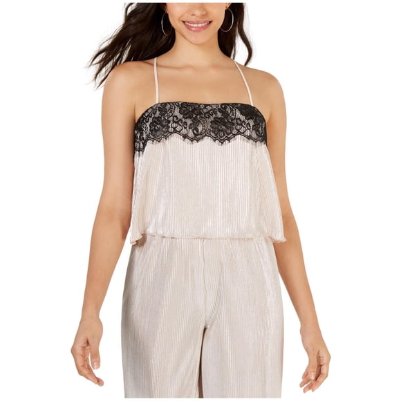 Leyden Womens Lace Trim Cami Tank Top, Metallic, X-Small