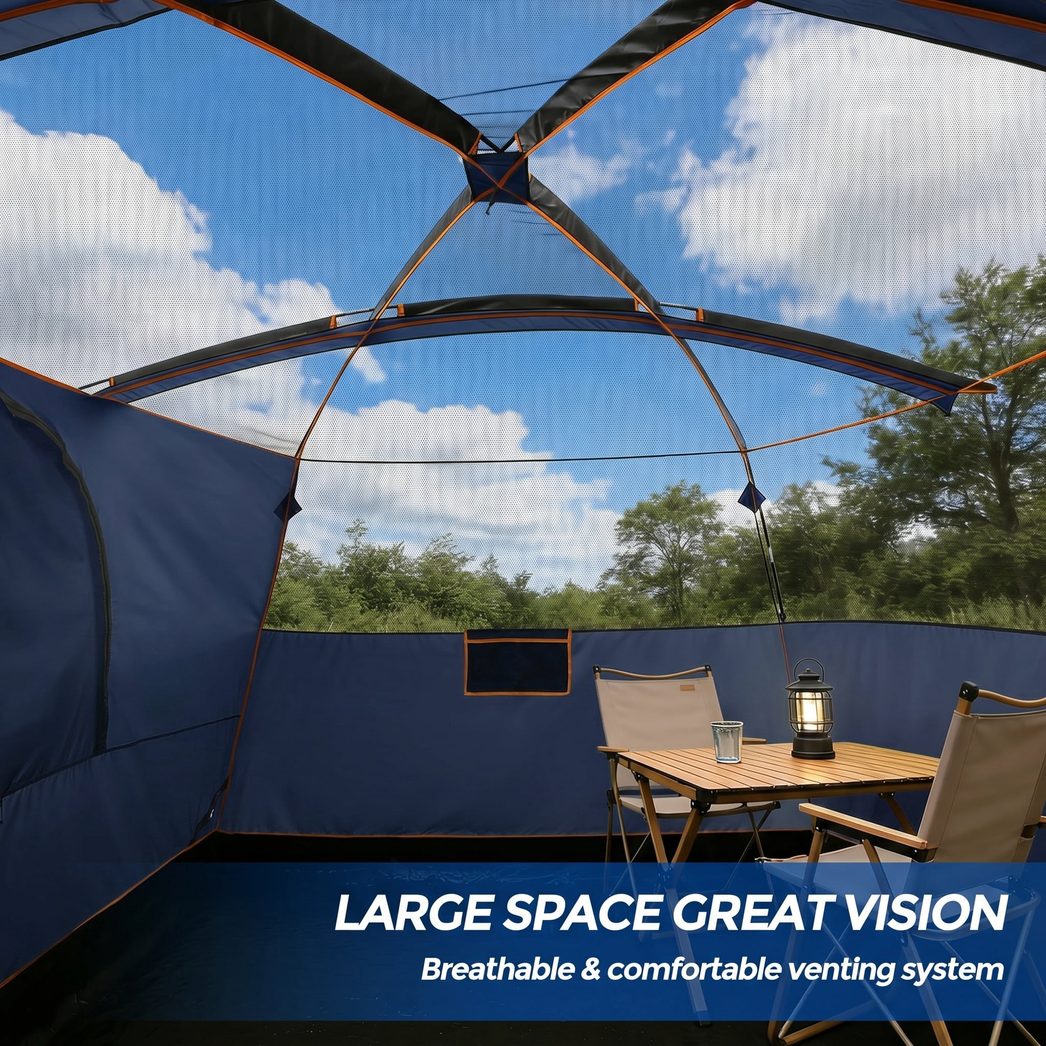 SANOPY 10 Person Instant Camping Tent with Removable Rainfly, Auto Setup Pop Up Tent for Family Outdoor /Hiking/Traveling with Carry Bag, Blue