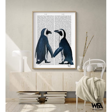 Penguins in Love by Fab Funky, Lovely Penguin Decor, Anniversary Gift Idea, Wedding Gift Poster, Cute Penguin Wall Art, Studio Decor