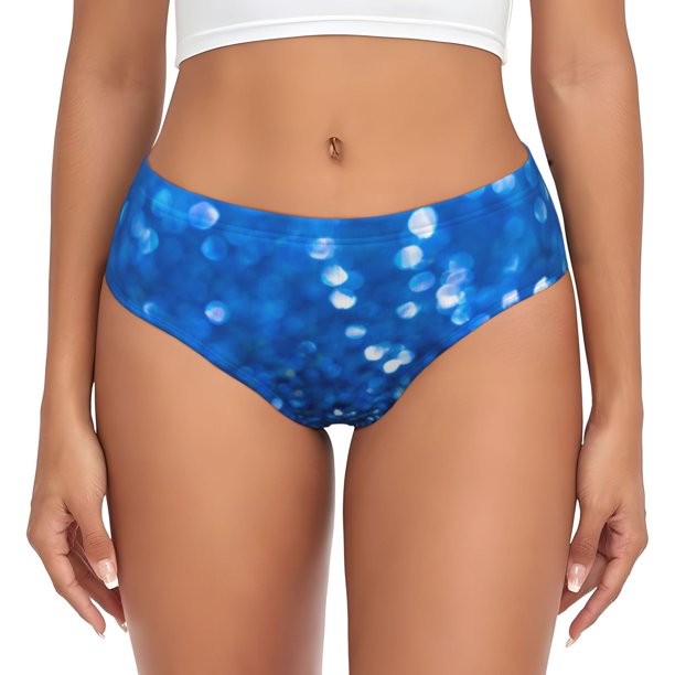 Fotbe A Blue Glitter Calzones Estampados para Mujer – Ropa Interior de Algodón, Cómoda, Suave y Elástica-4X-Large