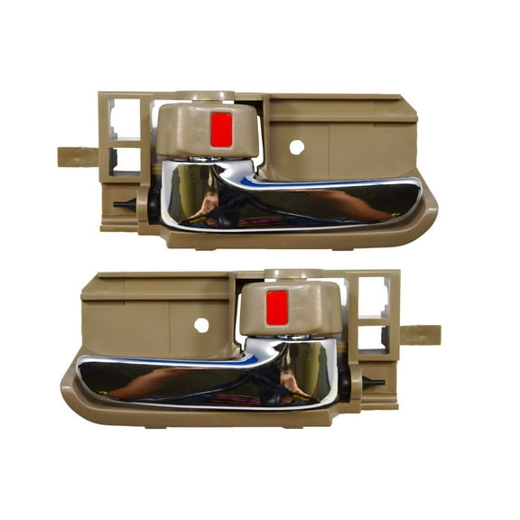 PT Auto Warehouse TO-2567MB-DP - Inner Interior Inside Door Handle, Brown (Bone) Housing with Chrome Lever - Left/Right Pair Fits select: 2003-2008 TOYOTA COROLLA, 2003-2008 TOYOTA COROLLA MATRIX