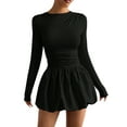 thumbnail image 3 of Women'S Bubble Dress Cut Out Ruffle Hem Backless Long Sleeve A Line Mini Dresses Black XL, 3 of 10