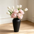 thumbnail image 6 of Rustic Farmhouse Flower Vase, 10 Inch Tall Matte Textured Black Plastic Vase, Pampas Grass Vase, Decorative Vase for Flowers or Greenery, Tabletop Accent for Entryway Living Room Mantel, 6 of 6