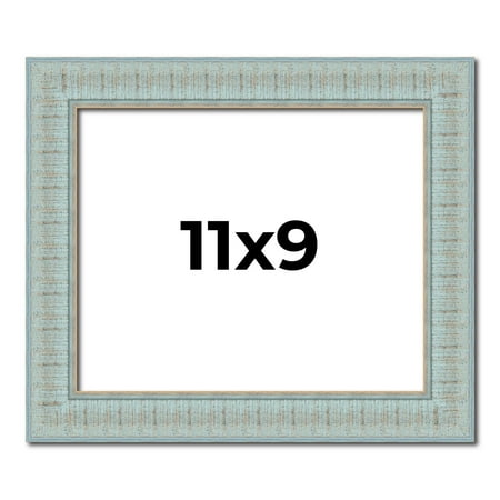 11x9 Frame Blue Teal Distressed Solid Wood Picture Frame | 1.625 Inch Moulding Width | Sonoma Blue