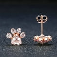 thumbnail image 6 of Stud Earrings, Dainty Paw Print Earrings, Pink Crystal Zirconia Hypoallergenic Earrings, Crystal Pet Print Jewelry for Puppy Lovers, Pink, 6 of 7