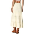 thumbnail image 3 of INSPIRE CHIC Women's Boho Flowy Elastic High Waist Lace Trim Tiered Long Skirt XS Apricot, 3 of 6