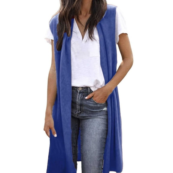 Cardigans for Women Trendy Long Sweater Vests Sleeveless Open Front Tunic Vest Fall Shrug