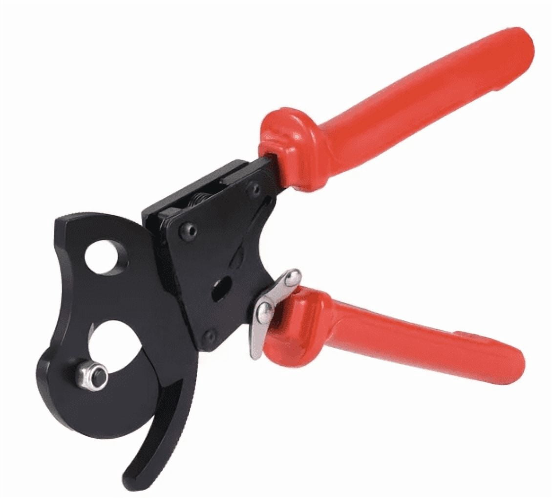 Ratcheting Cable Cutter Spring Steel Blades PVC-Coated 1000V Insulated Handles Quick-Release Button Heavy Duty Wire Cutter for Copper & Aluminum Cables Up