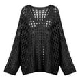 thumbnail image 6 of Rutainlusire Womens Trendy Loose Hollow Out Knit Sweaters Women's Fashionable Long Sleeved Solid Casual V-Neck Knitted Sweater, 6 of 6
