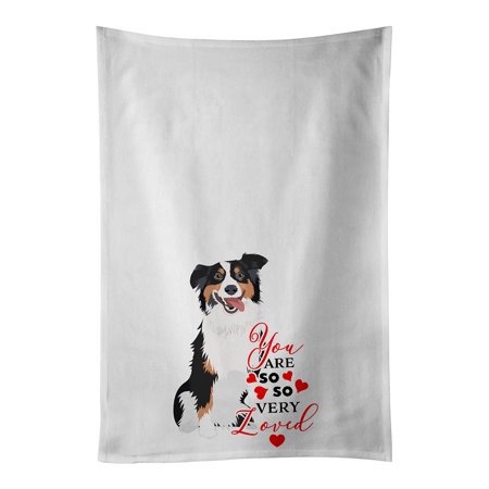 

Australian Shepherd Black Tricolor #2 so Loved White Kitchen Towel Set of 2 19 in x 28 in