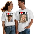 thumbnail image 4 of Graphic Print T-Shirt, 3D Love Heart Valentine's Day Crewneck Tee, Plus Size Spring Workout Short Sleeve Shirt for Couples, Stretchy Everyday Wear, 4 of 4