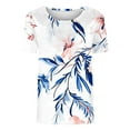 thumbnail image 6 of Floral Print Tops for Womens，Summer Womens Scooped Neck Tees Short Sleeve Shirts Loose Fitted Tunics Blouses Ultra Soft Textured Tops Lounge Breathable T-Shirts Running Cycling Workout Outfits, 6 of 6