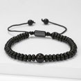 thumbnail image 3 of Big Bead True Black Tourmaline Yoga Root Bracelet Natural Gemstone Woven Beaded Handmade Jewelry for Women Men, 3 of 7