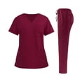 thumbnail image 2 of Scrubs for Women Set Medical Uniform V-Neck Top & Straight Leg Pants Professionals Soft Stretch Athletic Nursing Uniform Workwear, 2 of 4