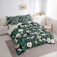 thumbnail image 2 of jejeloiu Tropical Floral 7 Pieces Full Size Bedding Sets For Girls,Bright Print Full Size Bed in a Bag,Black Green White,Light Gray Reversible, 2 of 7