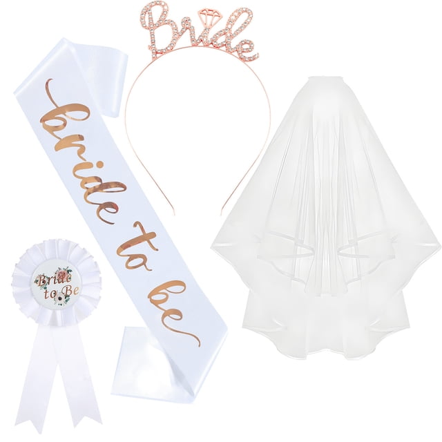 Kit Para Despedida De Soltera: Diadema, Banda, Velo, Insignia, Accesorios Para La Novia, Última Noche De Celebración, Festejos Prenupciales, Despedida De Soltera