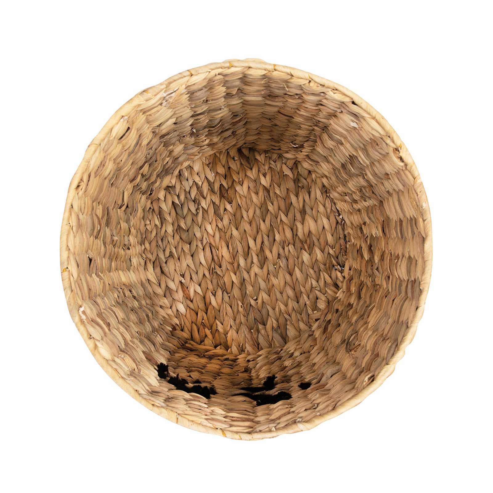 Bloomingville Handwoven Beige & Black Panda Face Rattan Basket with Lid