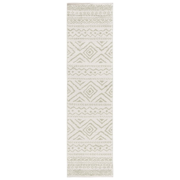 SAFAVIEH Tulum Merletta Oriental Runner Rug, Ivory/Sage, 2' x 8'