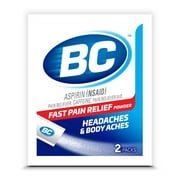 BC Powder Original Strength Pain Reliever, Aspirin Dissolve Packs, 2 Count