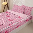 thumbnail image 3 of Erosebridal Tropical Dot Zipper Queen Comforter Set with Fitted Sheet and 2 Pillowcases,Pink Flamingo White Polka Dot Print Zipper Bedding Set For Girls,Pink Reversible,4 Pieces, 3 of 7