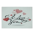 thumbnail image 1 of I Love You Cutting Board, Handwritten Illustration Swirly Designed Calligraphy with Pink and Red Hearts, Decorative Tempered Glass Cutting and Serving Board, Small Size, Multicolor, by Ambesonne, 1 of 1
