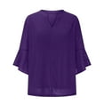 thumbnail image 5 of Holzkary 3/4 Length Sleeve Womens Tops Women's 3/4 Sleeve Blouses Shirts Sequin Shirt Casual Loose Fit Mesh Layered Tops Summer T Shirts Business Work Tee Top Purple Xxl, 5 of 7
