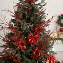 Gold Christmas Tree Picks with Berries, 3-Pack Glitter Floral Spray Stem Decor for Christmas Tree, Wreath, Garland and Centerpiece Arrangements,Red