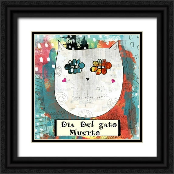 Ogren, Sarah 12x12 Black Ornate Wood Framed with Double Matting Museum Art Print Titled - Day of the Dead Cat