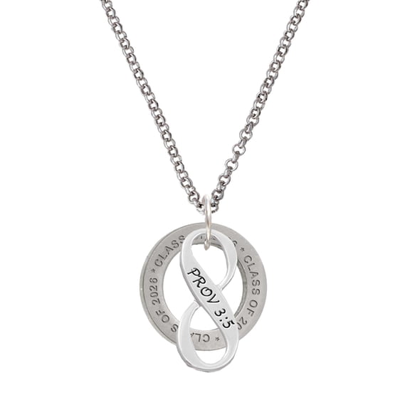 Delight Jewelry Silver-tone Proverbs 3:5 Infinity Sign - Class of 2026 Affirmation Ring Necklace, 23"